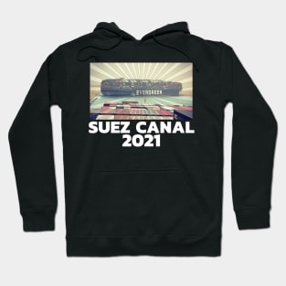 Suez Canal 2021 - EverGreen Ever Given Cargo Ship Retro Sunset Hoodie